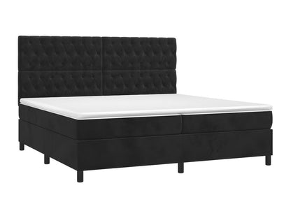 Lit à sommier tapissier et matelas Noir 200x200 Velours QEUF59223