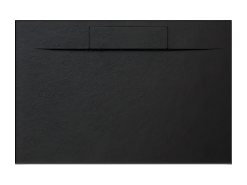 Receveur de douche 150x85 cm noir Dekonao PLUS en Résine et Poudre de Marbre avec Grille Latérale EN RÉSINE DE MARBRE YXFH22384