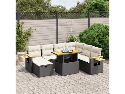 Salon de jardin 8 pcs avec coussins noir résine tressée UPPX16874