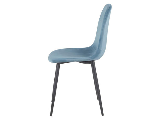 Lot de 4 chaises scandinave velours bleu et pieds métal noir - Dekonao FZBJ46769