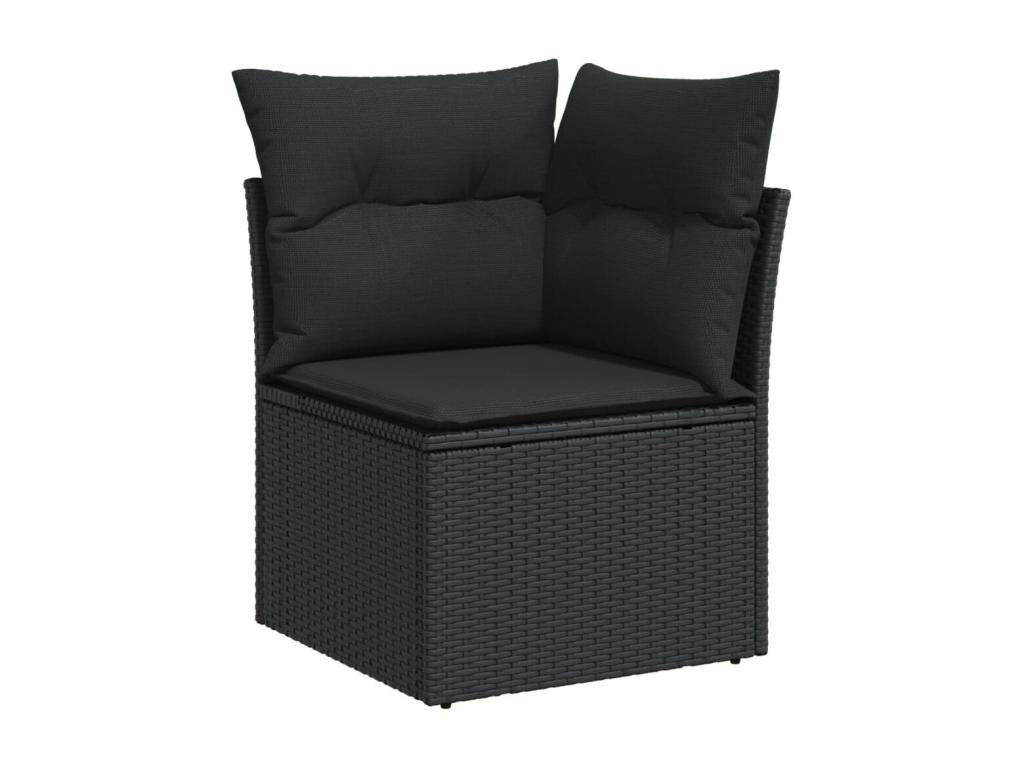Salon de jardin 5 pcs avec coussins noir résine tressée KUYO97374