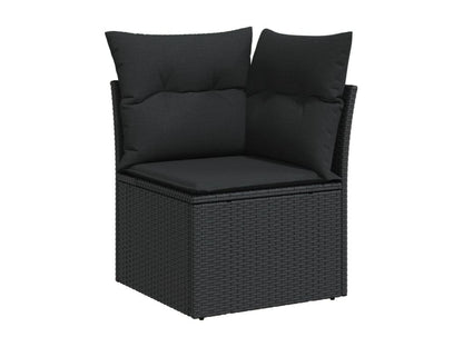 Salon de jardin 5 pcs avec coussins noir résine tressée KUYO97374