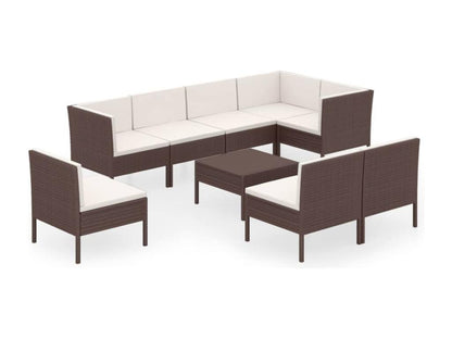 Salon de jardin 9 pcs avec coussins Résine tressée Marron 46 ESXX35557