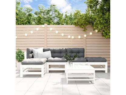 Salon de jardin 6 pcs Blanc Bois de pin massif PIYA79332