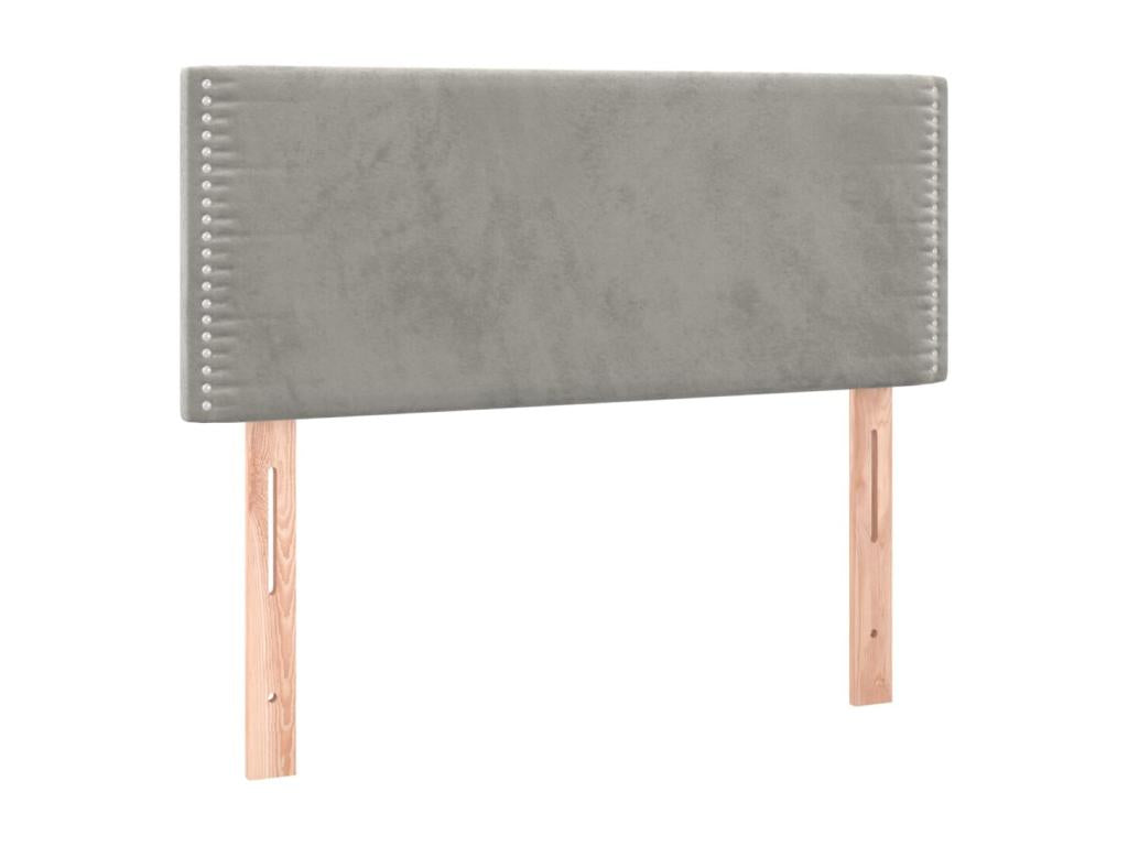 Sommier tapissier et matelas et LED Gris clair 90x190cm Velours GHJQ88300