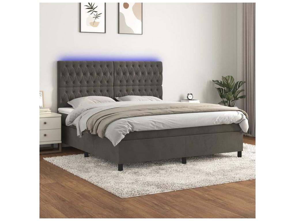 Sommier à Dekonao de lit matelas et LED Gris foncé 180x200 VJYW09560