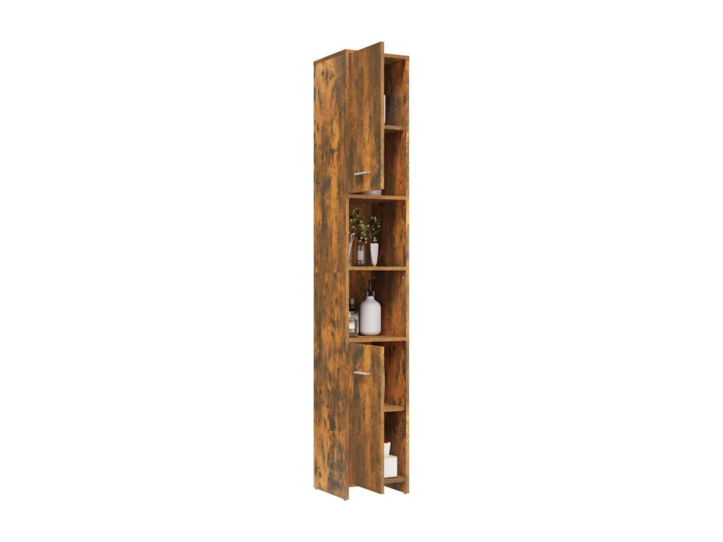 Armoire de bain Chêne fumé 30x30x183.5 cm Bois d'ingénierie XXHX07130