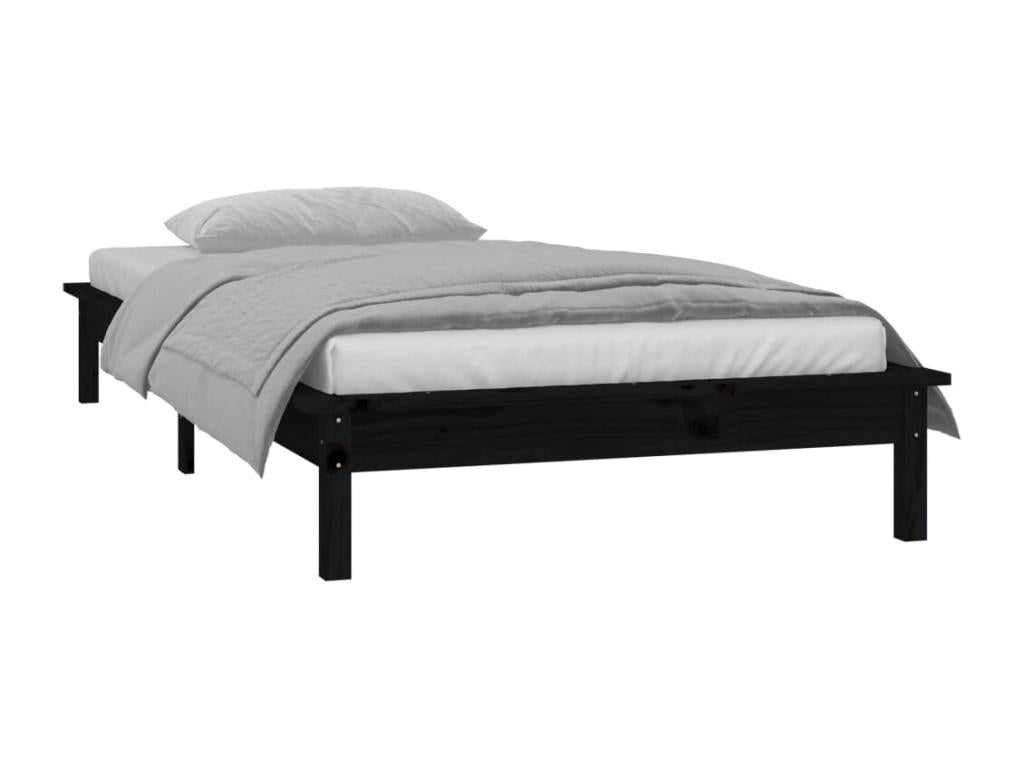 Cadre de lit à LED sans matelas noir 100x200 cm bois massif YRWI08730