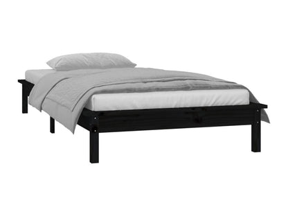 Cadre de lit à LED sans matelas noir 100x200 cm bois massif YRWI08730