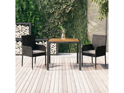 Ensemble de salle à manger de jardin avec coussins 3 pièces Noir AQVI81004