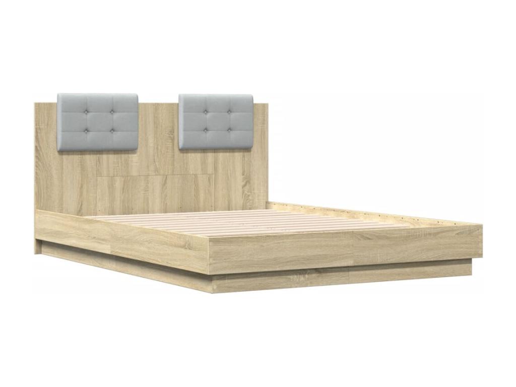 Cadre de lit tête de lit et Dekonaoères LED chêne Dekonao 140x190 AVWB10964