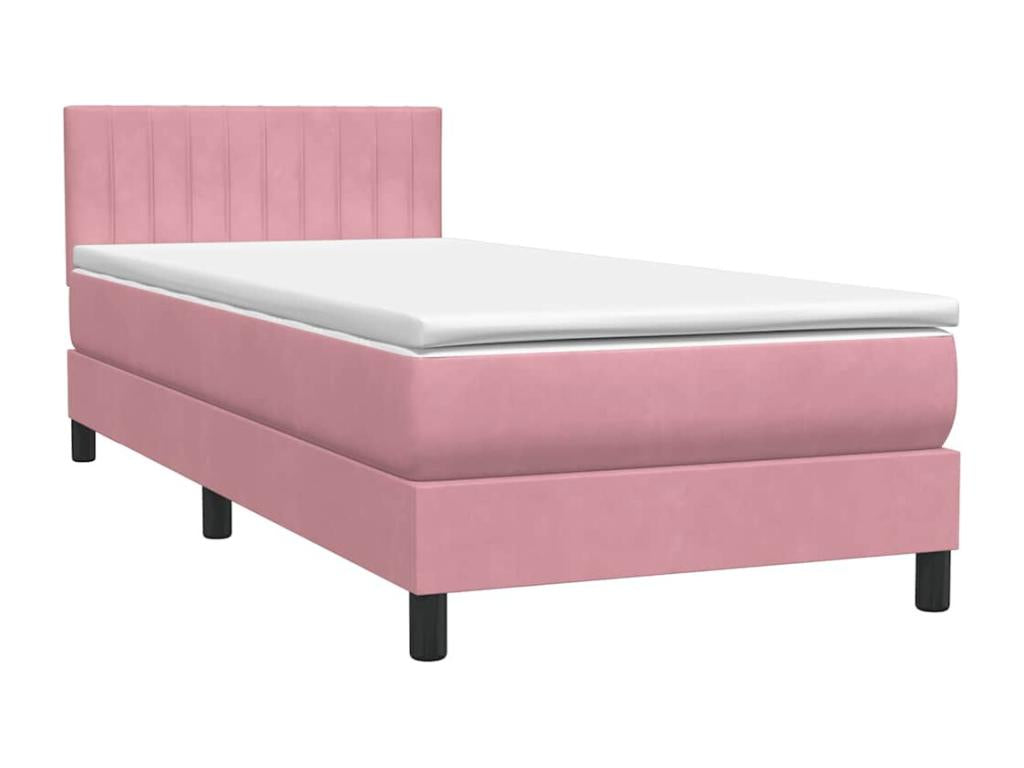 Sommier à Dekonao de lit avec matelas rose 80x220 cm velours KKZE71807