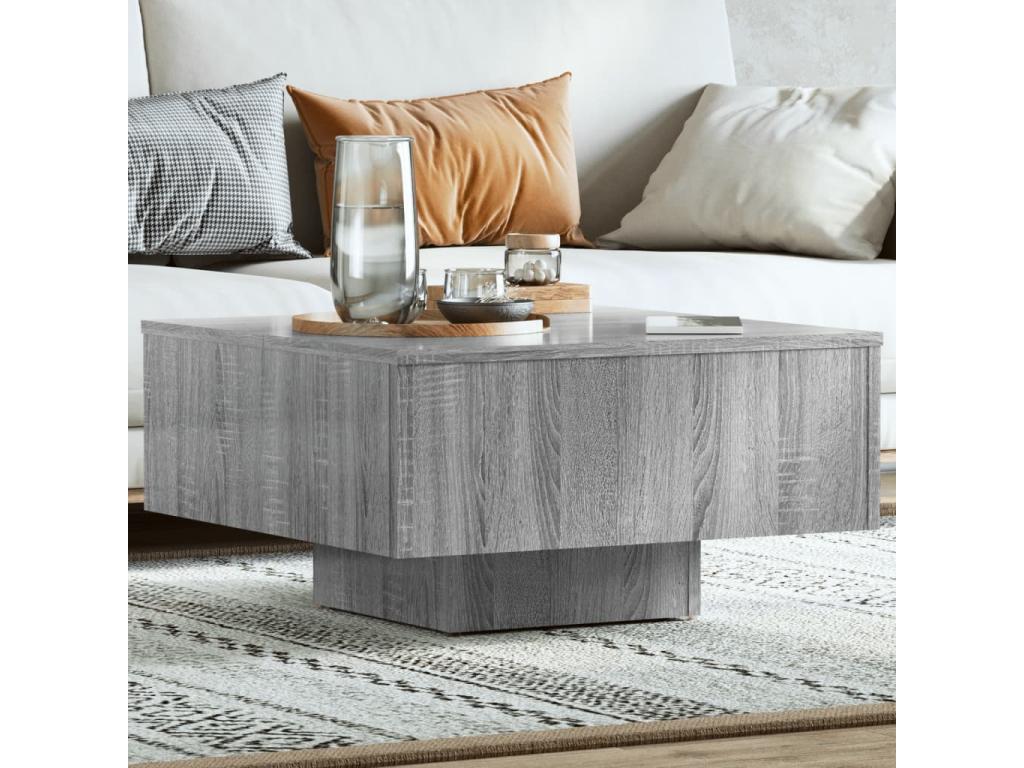 Table basse Dekonao gris 60x60x31.5 cm Bois d'ingénierie GSFT97295