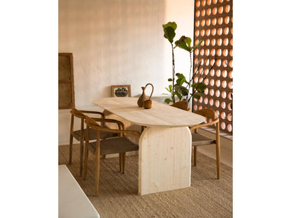 Table à manger ovale en bois de sapin naturel 200x75.2cm - Nobellea LAWF65113