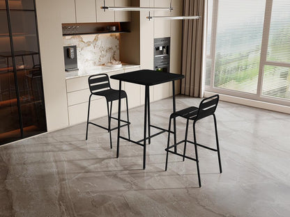 Lot de 2 chaises hautes de jardin empilables en métal - Noir - Dekonao NEVN94847