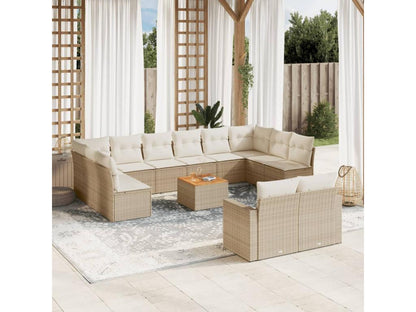 Salon de jardin avec coussins 13 pcs beige résine tressée YZMY57785