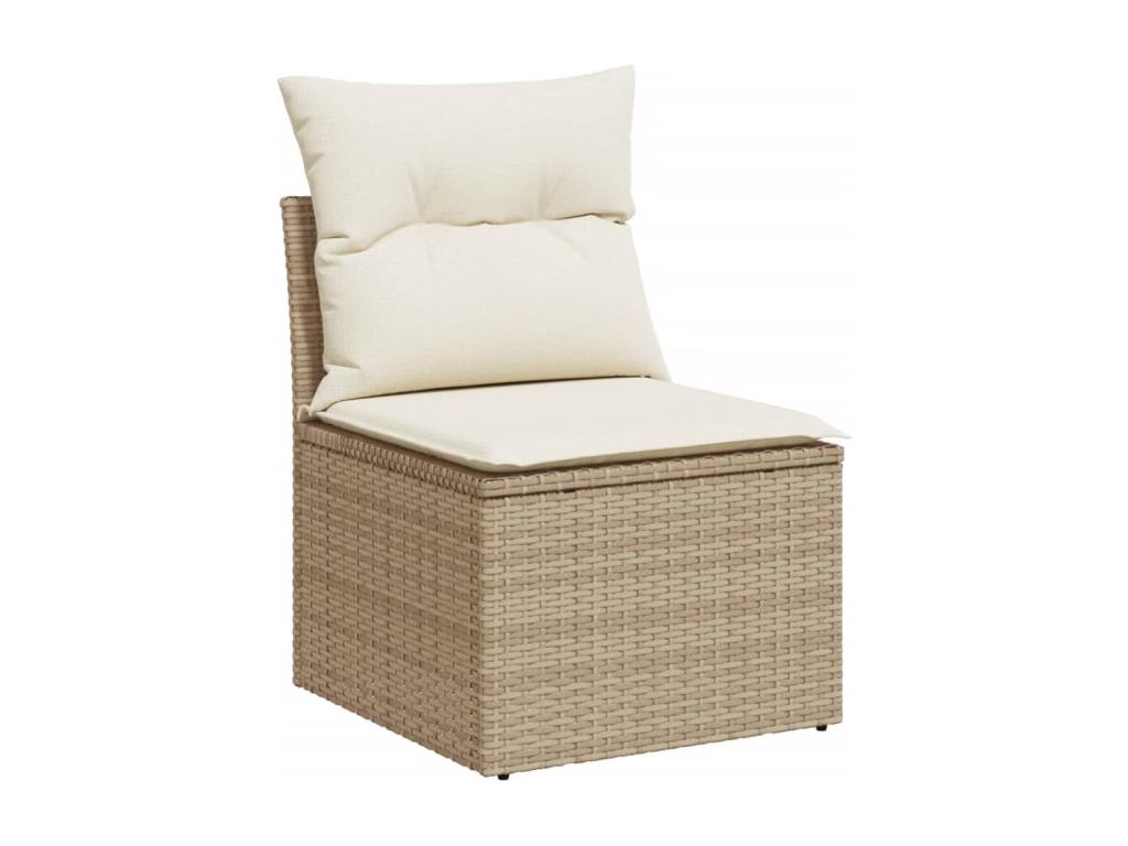 Salon de jardin avec coussins 7 pcs beige résine tressée XWJR82716