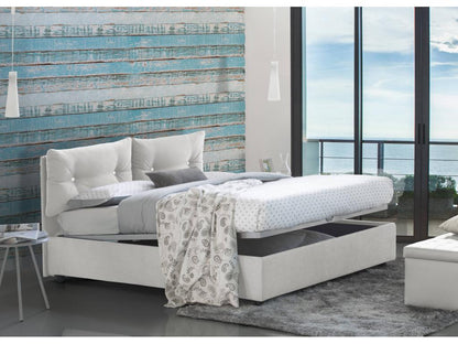 Lit Dekonao size Dekonao Lit coffre avec revêtement en tissu Made in Italy Ouverture frontale avec matelas 120x190 cm inclus Blanc LZJM74872