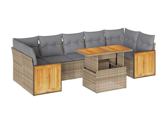 Salon de jardin avec coussins 8 pcs beige résine tressée Dekonao YHOD07760