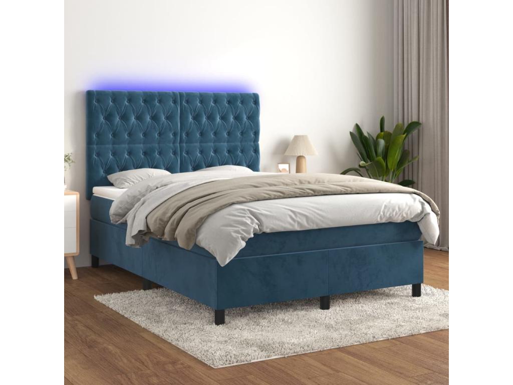 Sommier à Dekonao de lit matelas et LED Bleu foncé 140x190 PIHO74766