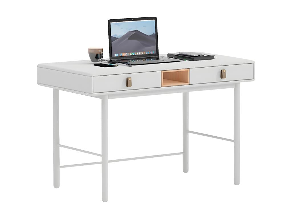 Table de bureau meuble du bureau avec 2 tiroirs en bois coloris blanc - longueur 120 x profondeur 60 x Hauteur 75 cm JGKN36871