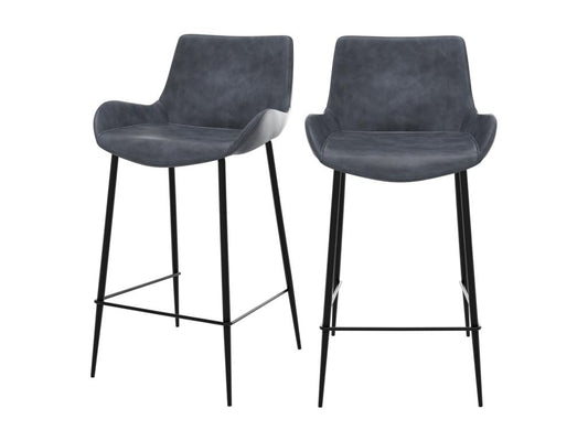 Lot de 2 chaises pour îlot central 65 cm en cuir synthétique gris foncé - Pirata GQAT60792