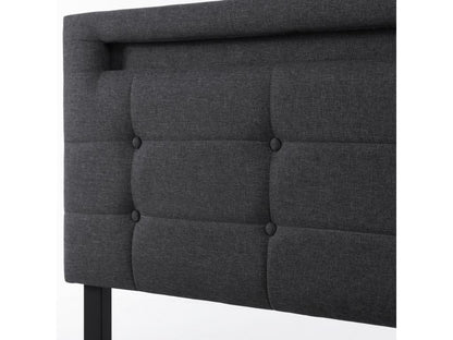 Lit coffre 140x200cm en lin avec LED 2 tiroirs sommier à Dekonao - Gris ILJS73749