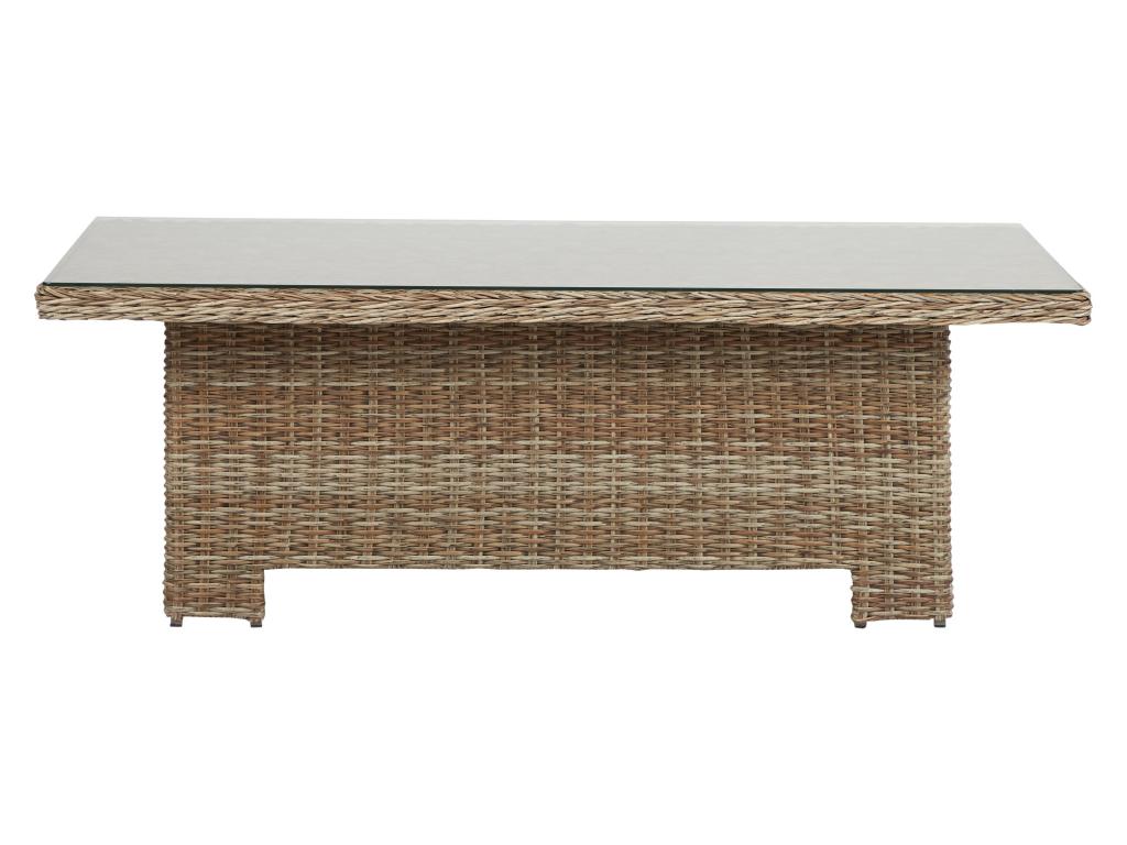Gram Table de jardin 134x84 cm H 68/44 avec fonction élévatrice avec plateau en verre naturel. UPZE84071