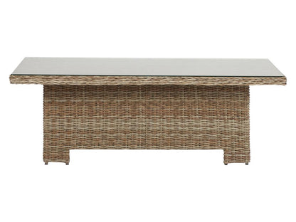 Gram Table de jardin 134x84 cm H 68/44 avec fonction élévatrice avec plateau en verre naturel. UPZE84071
