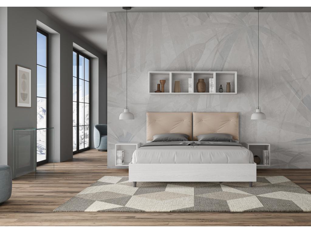 Lit sans sommier 160x200 avec coussins similicuir Nobellea BZNX14847