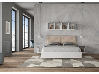 Lit sans sommier 160x200 avec coussins similicuir Nobellea BZNX14847