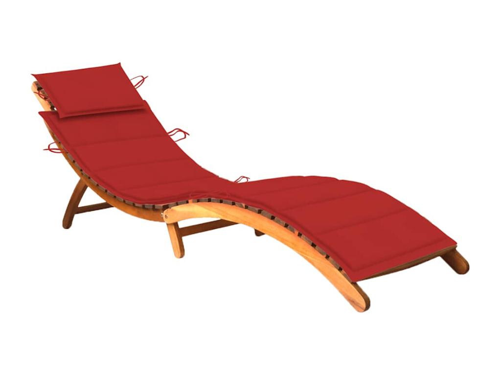 Chaise longue de jardin avec coussin Bois d'Dekonao solide CSID64969