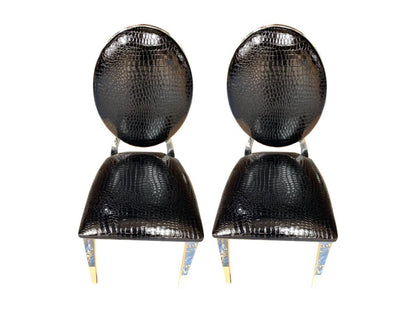 Lot de 4 chaises Dekonao en simili cuir croco noir QSQW00194