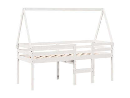 Lit haut sans matelas blanc 75x190 cm bois de pin massif BZHA42264