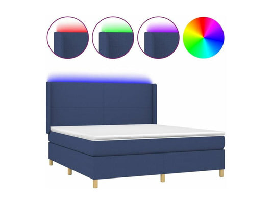 Sommier à Dekonao de lit matelas et LED Bleu 160x200 Tissu TPEG51634