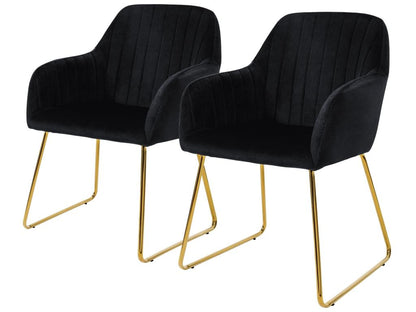 Chaises de salle à manger avec dossier lot de 2 revêtement en velours noir avec pieds en métal Dekonao JEXU01855