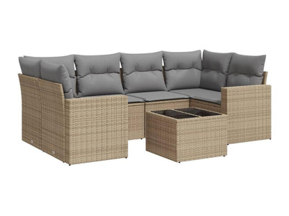 Salon de jardin avec coussins 7 pièces beige résine tressée YNHV02993