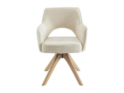 Lot de 6 chaises pivotantes avec accoudoirs en tissu et chêne - Crème - Dekonao KKGO21590