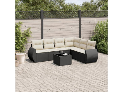 Salon de jardin 7 pcs avec coussins noir résine tressée BFNT80918