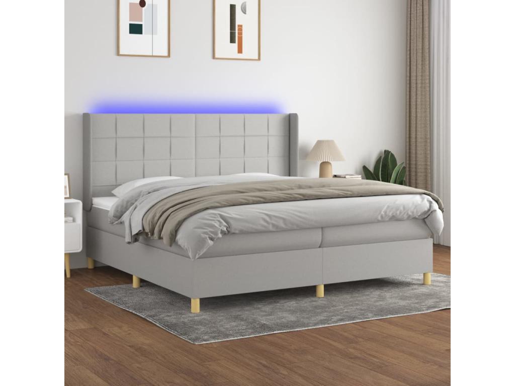 Sommier à Dekonao de lit matelas LED Gris clair 200x200 Tissu EDBB59203