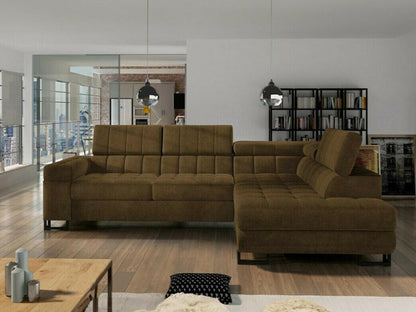 Canapé d'angle Dekonao 232 Marron Fonction de couchage Boîte de literie 271x203x71cm FPBC50447