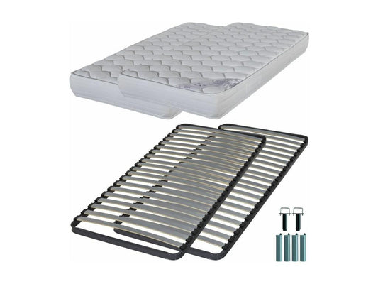Matelas mousse Sommier C220 2x80x200 Dekonao - Hauteur 18 cm - Soutien équilibré PQNT94783