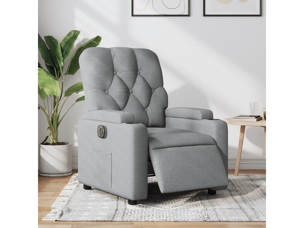 Fauteuil inclinable électrique Gris clair Tissu MGLH85753