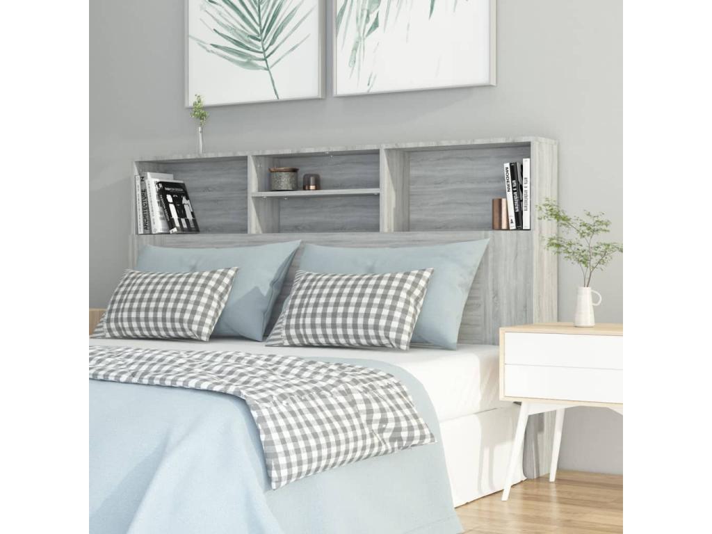 Armoire de tête de lit Dekonao gris 160x19x103.5 cm OROK32428