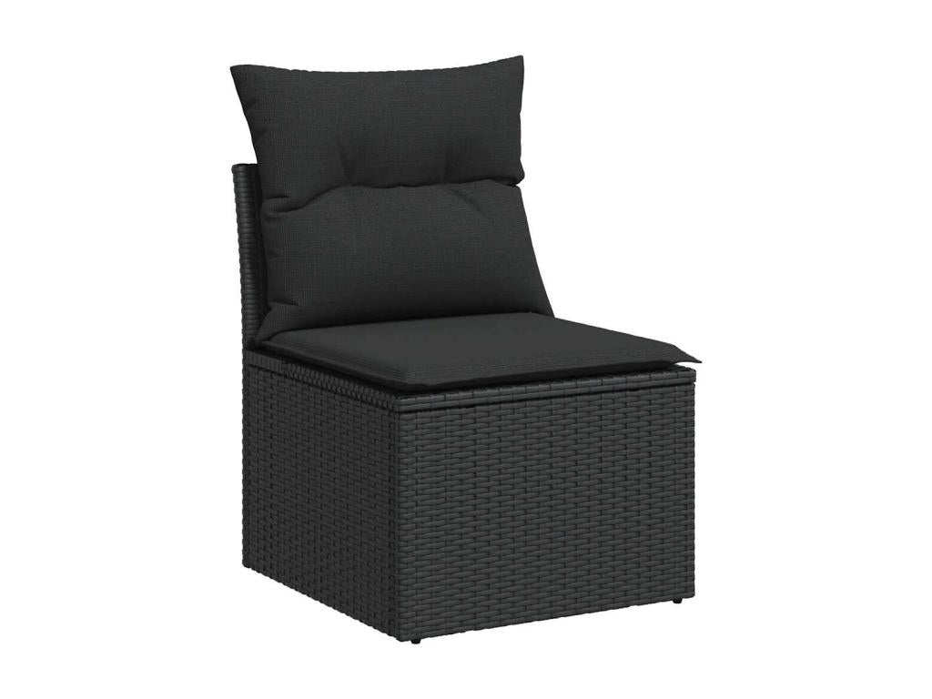 Salon de jardin 5 pcs avec coussins noir résine tressée KUYO97374