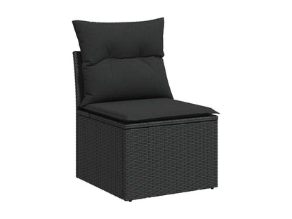 Salon de jardin 5 pcs avec coussins noir résine tressée KUYO97374