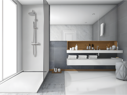 Receveur de douche 80x165 cm avec grille latérale Dekonao Extra Slim noir en résine synthétique et poudre de marbre avec drain BCWH31778