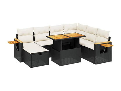 Salon de jardin 8 pcs avec coussins noir résine tressée UPPX16874