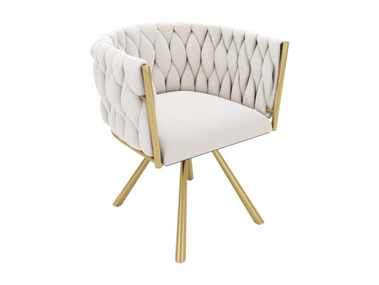 Lot de 2 chaises pivotantes en velours avec accoudoirs - pieds en métal doré - Beige UOXV24028