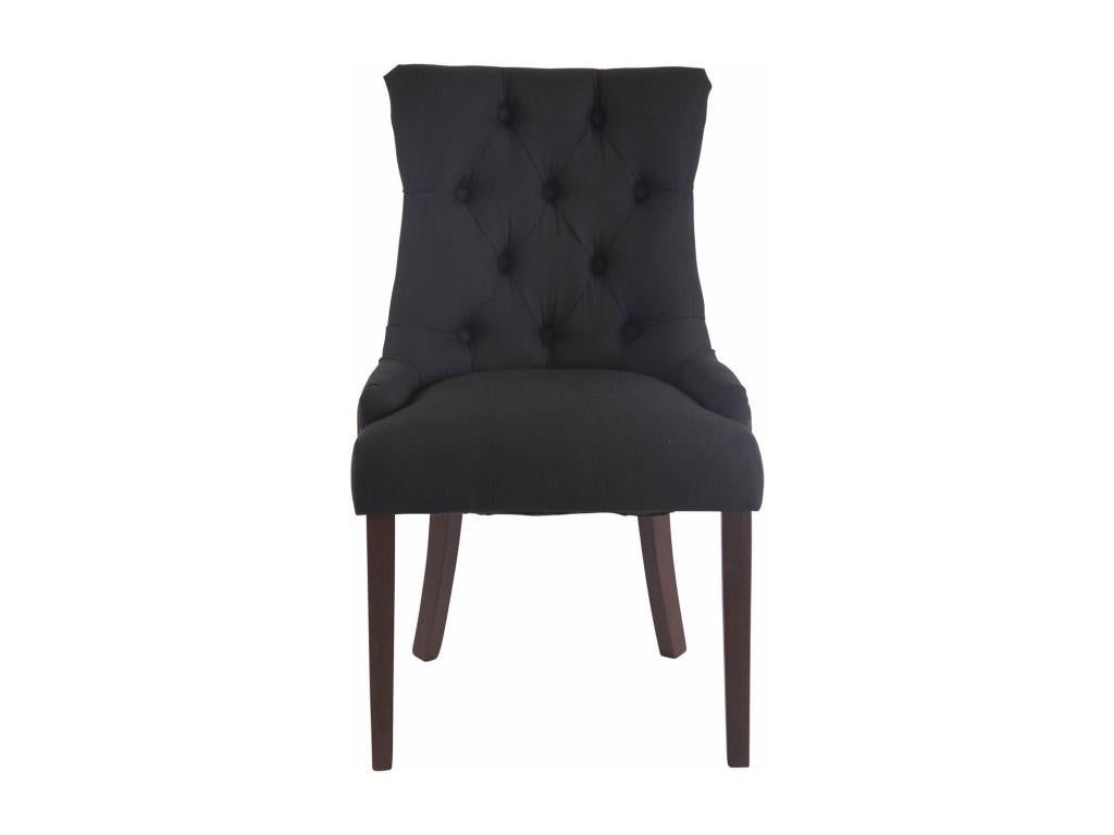 Lot de 2 chaises de salle à manger avec boutons décoratives assise en tissu noir pieds marron foncé 10 0001514 RFML16207